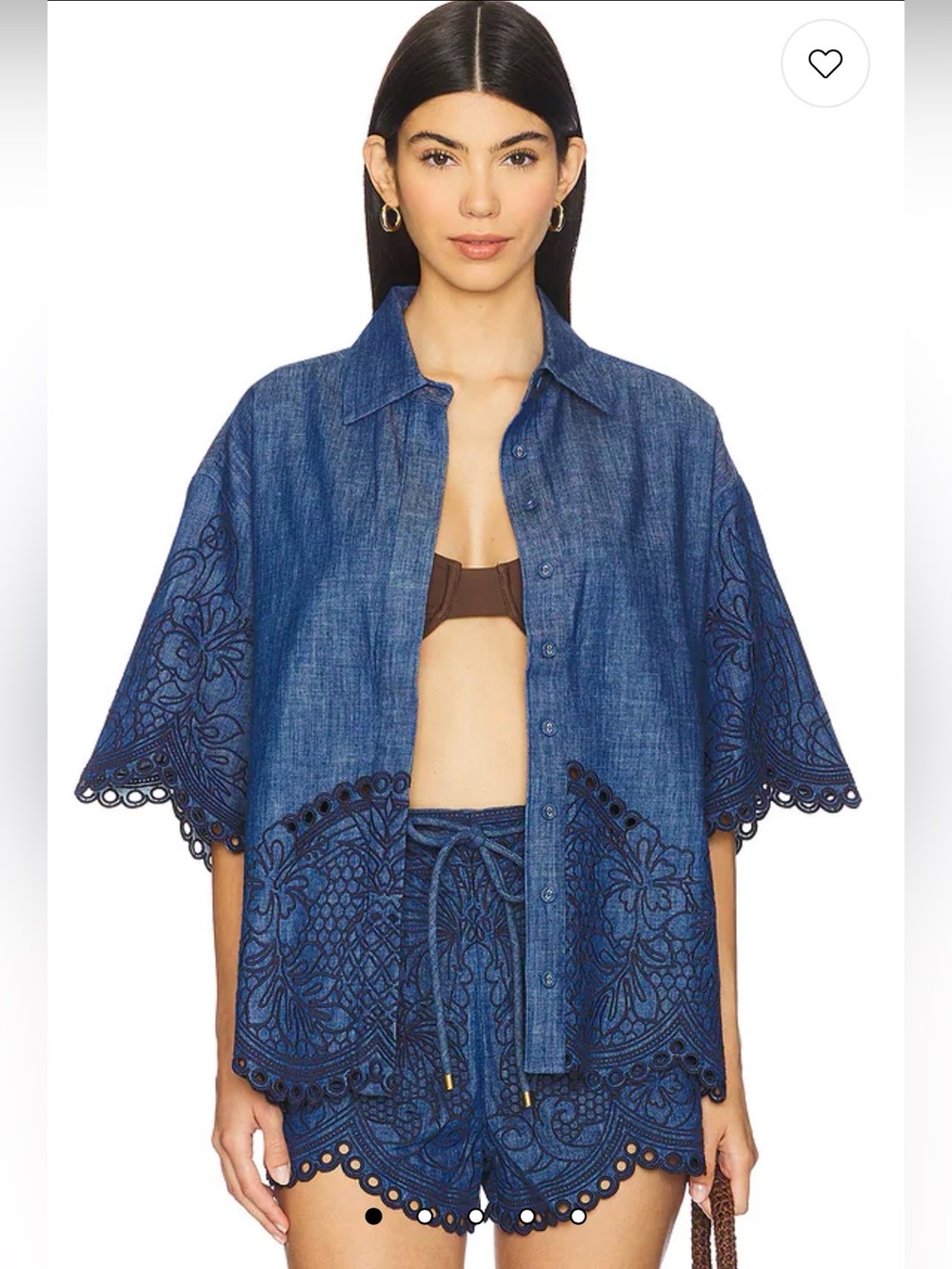 Zimmermann Coco Embroidered Denim Shirt in Railway Blue
